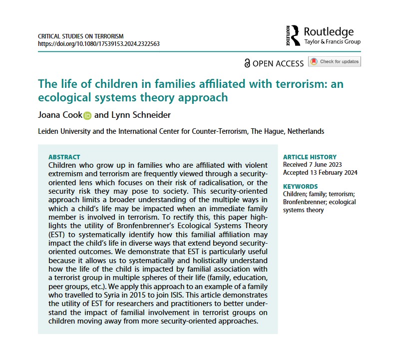 The life of children in families affiliated with terrorism: an ...